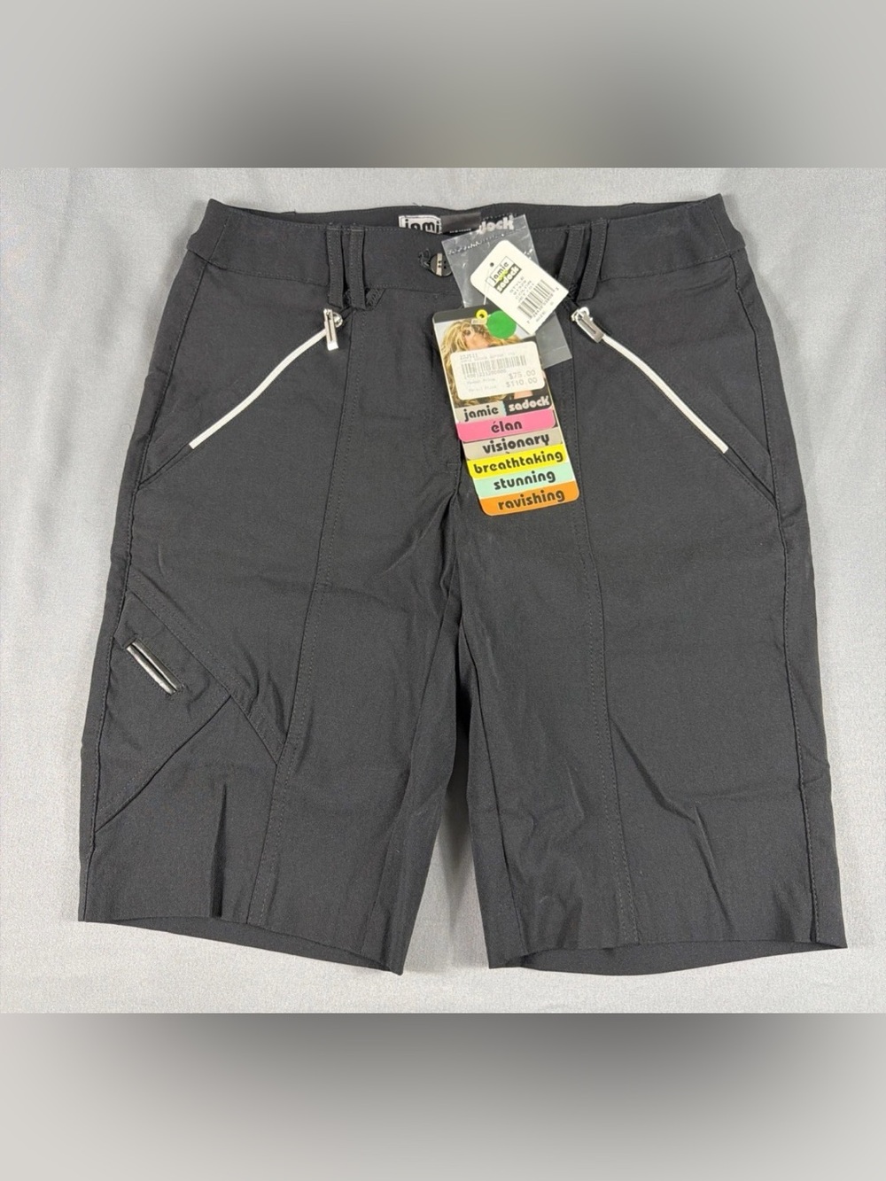 Jamie Sadock Golf Shorts 0 Jet Black Rayon Nylon Spandex